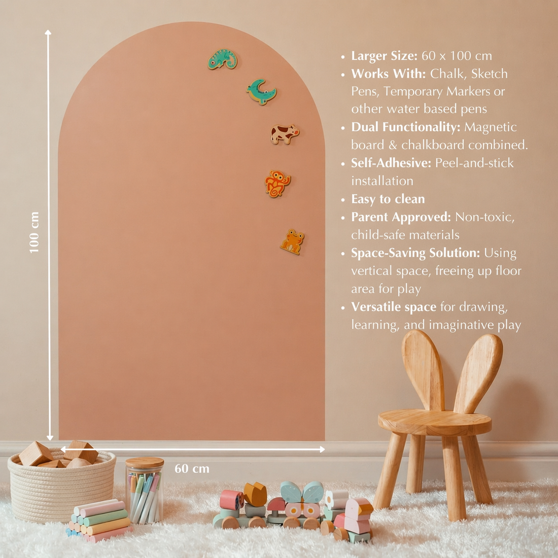 Magnetic Writable Activity Wall for Kids : Mocha